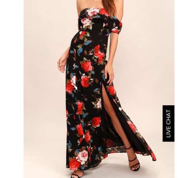 Lulus Dresses & Skirts - Lulu’s Black Floral Maxi Dress